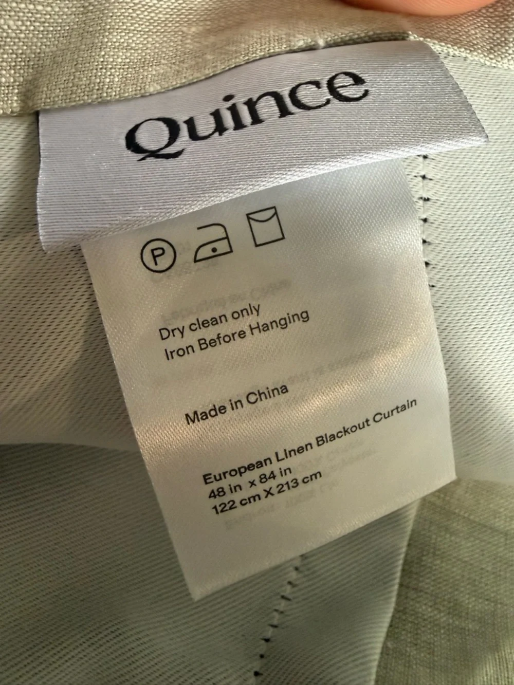 Quince European Linen Blackout Curtain Panel Sage Size 48 x84